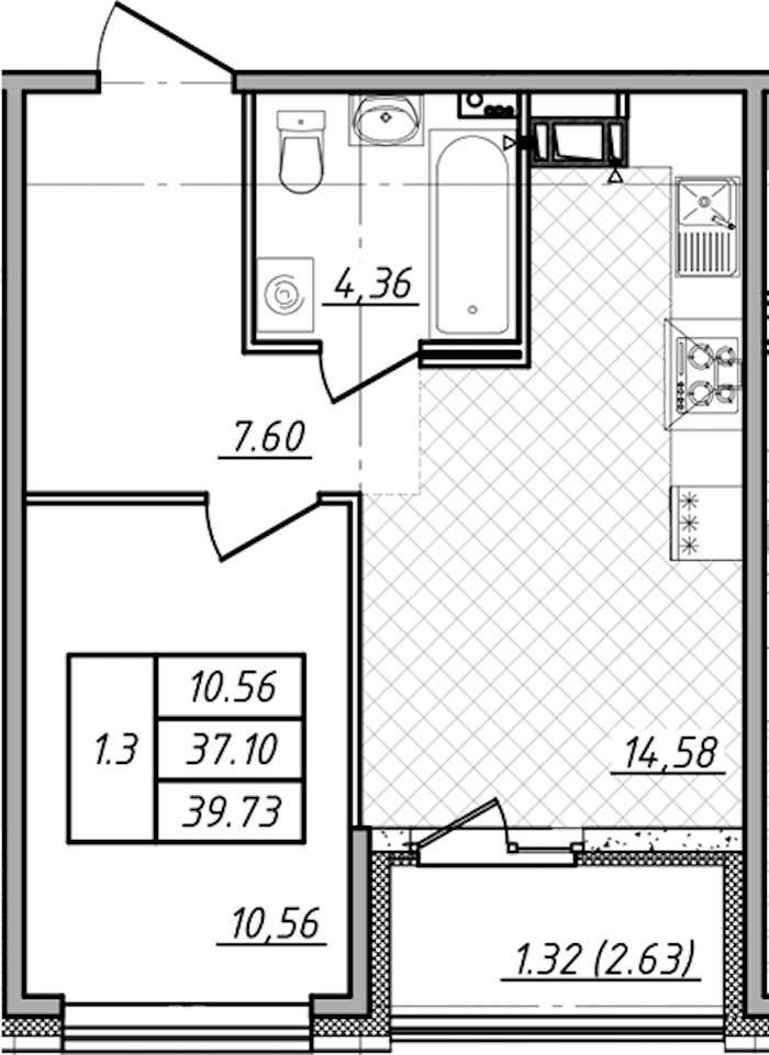 1-комнатная квартира 37.1 м², 2/12 эт., ЖК «Чёрная речка»